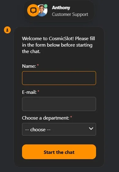 CosmicSlotz Casino support