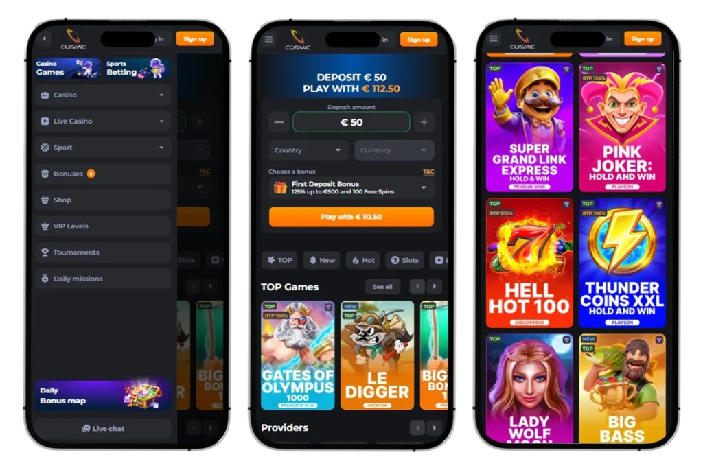 CosmicSlotz Casino Mobile